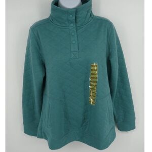 NWT soft, quilted teal pullover